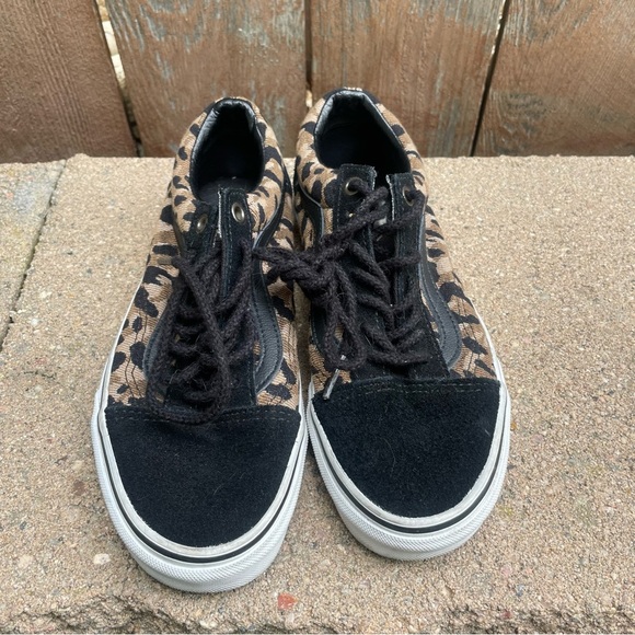 VANS Women’s Girls Brown Black Leopard Skater Shoe Size 5.5 - Picture 3 of 9